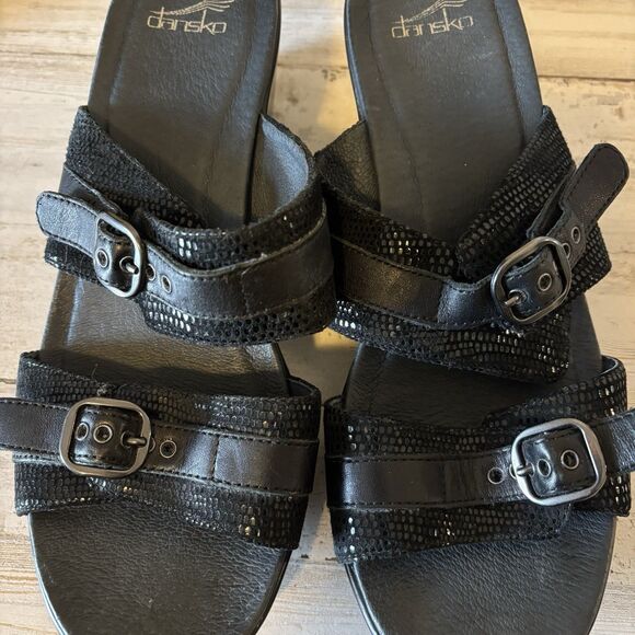 Dansko Jessie Black Leather Slip-On Platform Sandals Womens Size 42 (US 11.5) - Picture 10 of 10